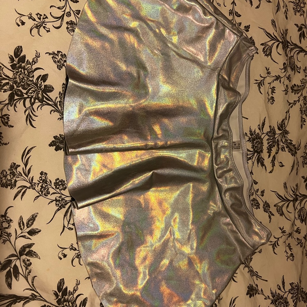 Sliver/metallic shiny mini skirt